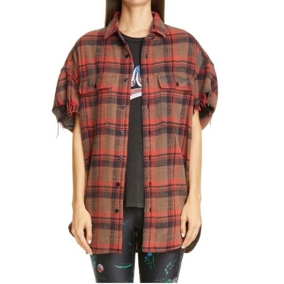 R13 Cut-Off Flannel Plaid 'Japanese Fabric' Shirt - Picture 1 of 12